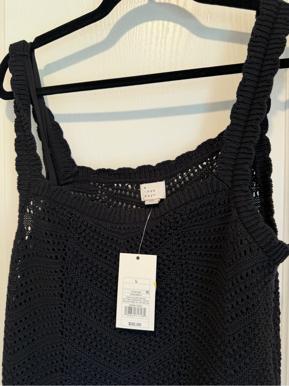 a new day Black Crochet Tank Dress